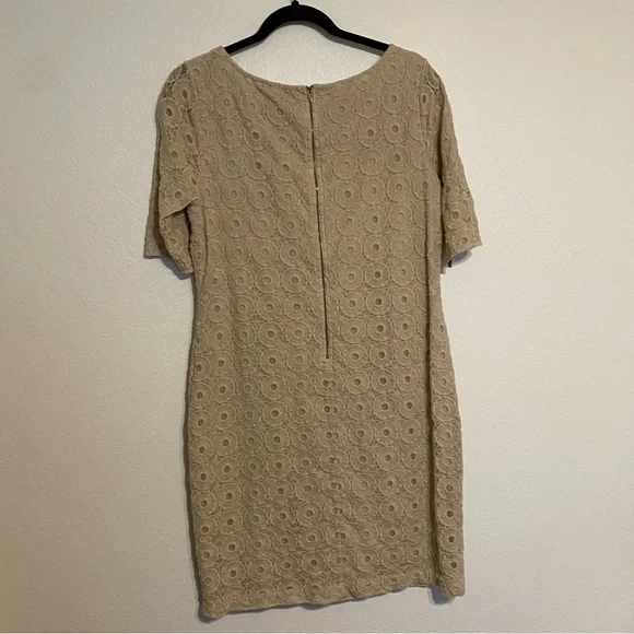 Banana Republic Cream Lace Overlay Cotton Shift Dress Women's Size 14 - Picture 9 of 11